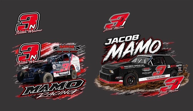 Cosco Mamo Motorsports team shirt design featuring the 3J Mustang and 3N Mamo Racing